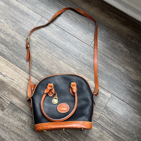 Dooney & Bourke Handbags - vintage Dooney & Bourke All-Weather Leather Norfolk Case Satchel black brown